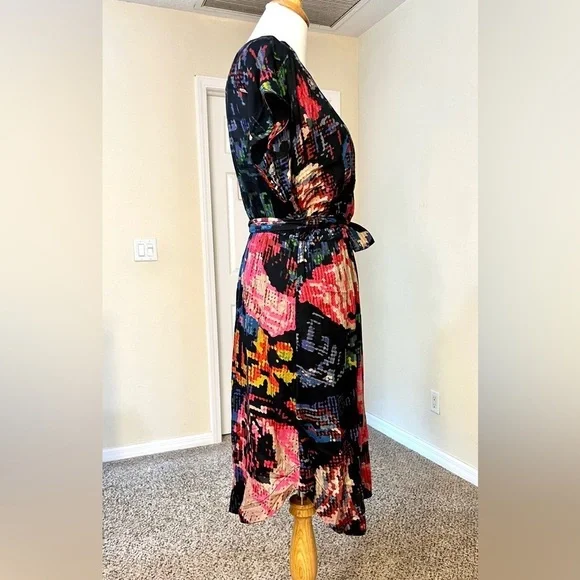 Anthropologie Astrid Needlepoint Floral Pockets V-Neck Dress Modal bobo size M - Picture 9 of 13